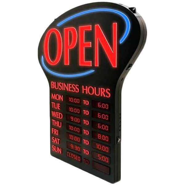 23 1/2" x 20 1/2" x 1 1/2" Digital "Open" Business Hours LED Sign