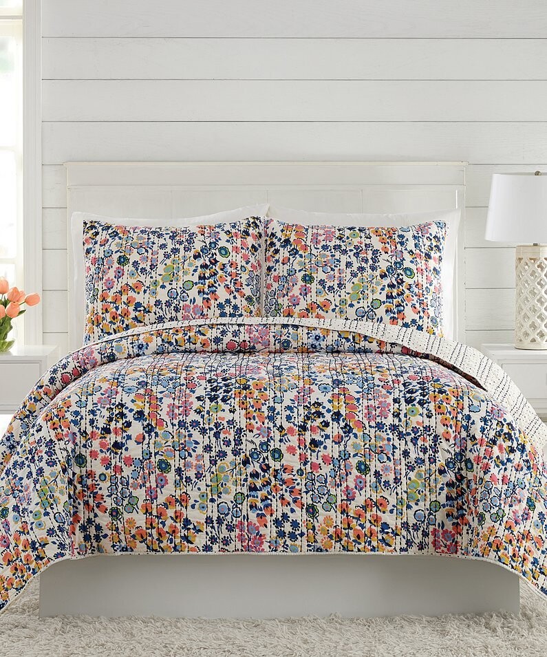 Blue Petite Floral Cotton Quilt Blue Petite Floral Cotton Quilt