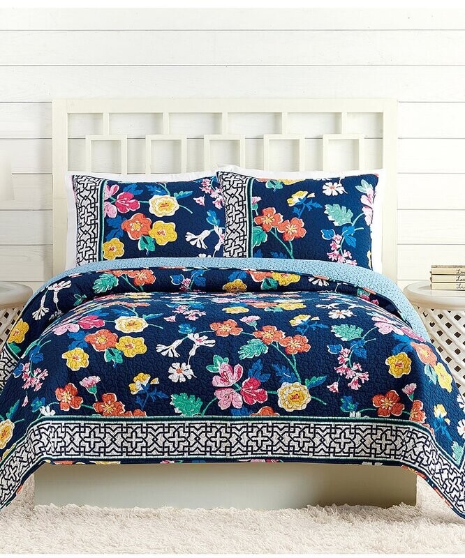 Maybe Navy Floral Cotton Quilt