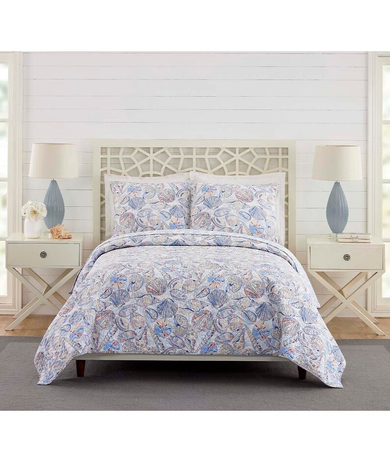 Light Blue Morning Shells Cotton Quilt Set Light Blue Morning Shells Cotton Quilt Set