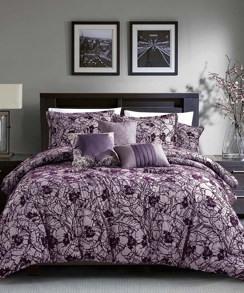 Esca | Purple Hedva Luxury Seven-Piece Comforter Set