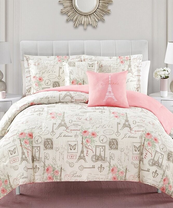 White & Pink City of Romance Microfiber Five-Piece