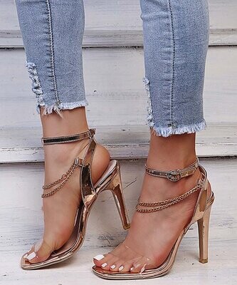 Gold Chain-Detail Ankle-Strap Sandal - Women