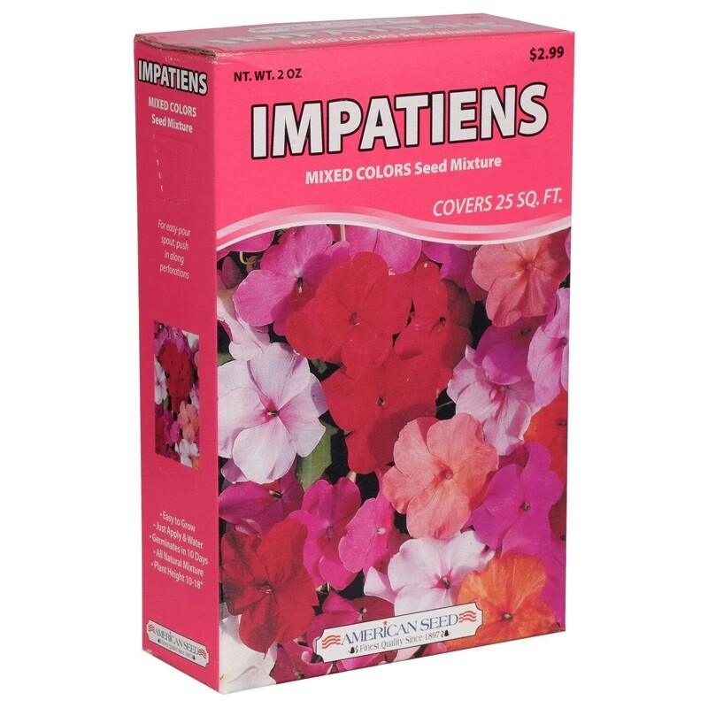 American Seed Impatiens Mixed Colors Seed Mixture, 2 oz. Box