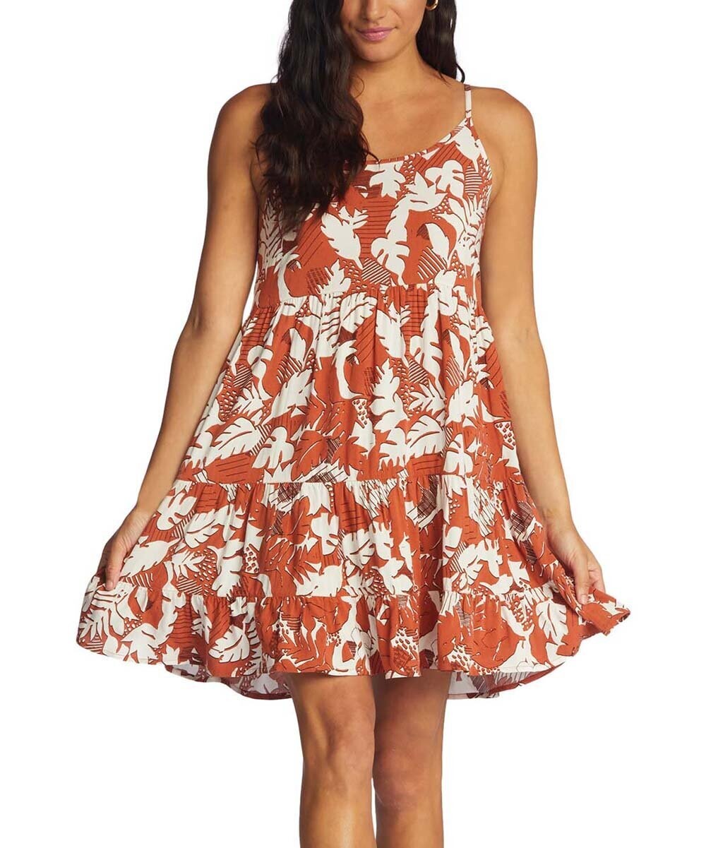 Roxy | White & Baked Clay Floral Teen Dream Cami-Strap A-Line Mini Dress - Juniors