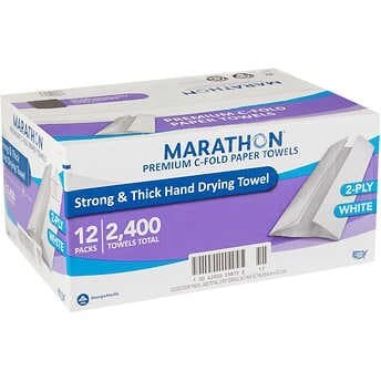 Marathon 2-Ply C-Fold Paper Towels, White, 2400 ct