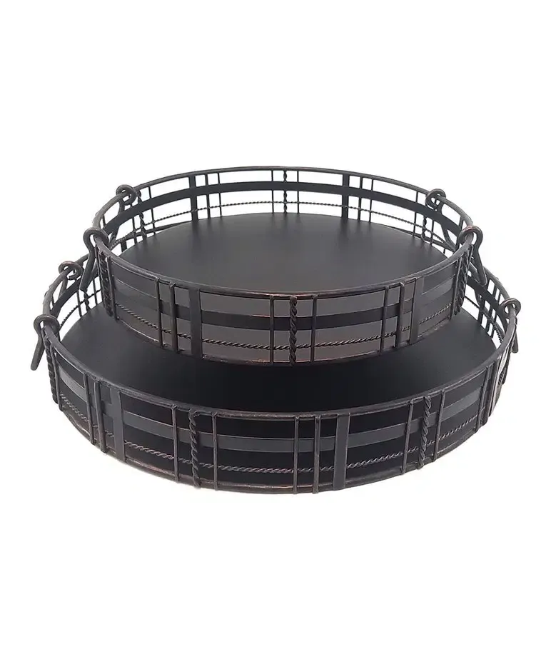 Tray -Set of Two Black Plaid Mesh Tray -Set of Two Black Plaid Mesh