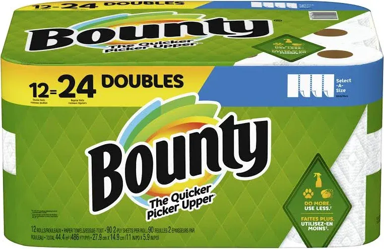 Bounty White, Select-A-Size Paper Towels (12 Double Rolls)