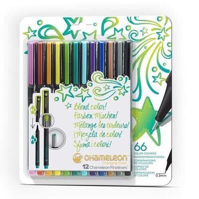 Chameleon Fineliners 12 pack Bright Colors