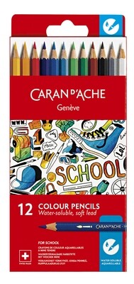 Caran Dache Water Soluble Pencils Cardboard 12 Shades