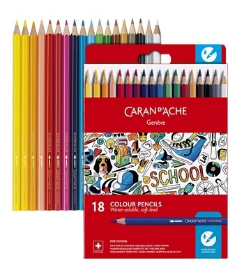 Caran D'Ache Water Soluble Pencils Cardboard 18 Shades
