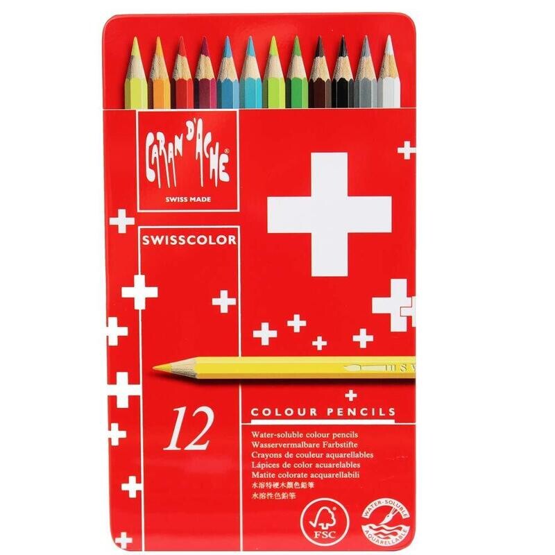 Caran D&#39;Ache Swisscolor Watercolor Pencils 12 Shades