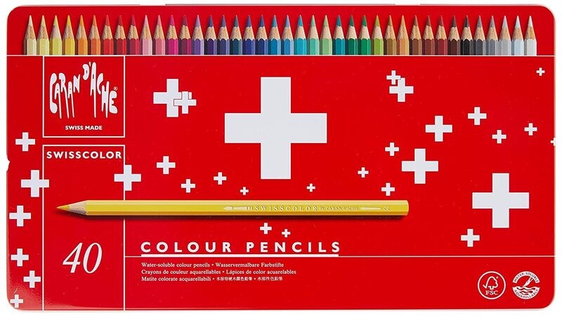 Caran D&#39;Ache Swisscolor Watercolor Pencils  40 Shades