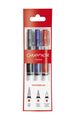 Caran Dache Water Brush 3 Assorted With Reservoir