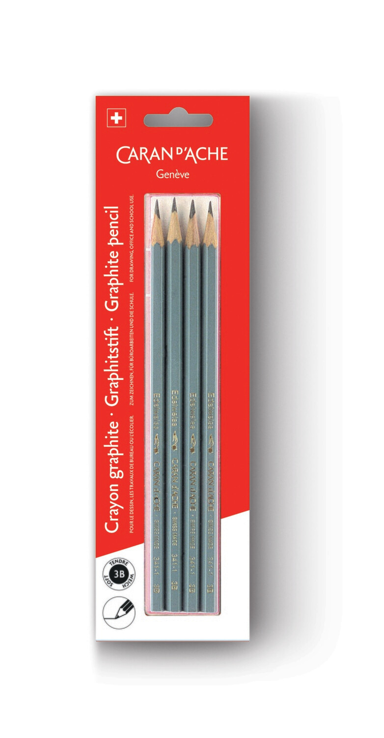 Caran Dache Edelweiss Graphite Pencil 3B in 4 Piece Set