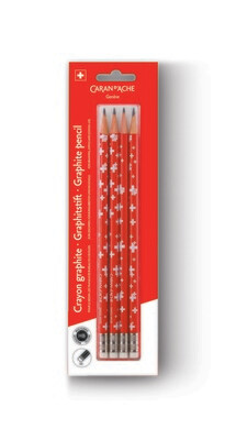 Caran D&#39;Ache Swiss Flag Pencil Eraser with HB 4Pc Set