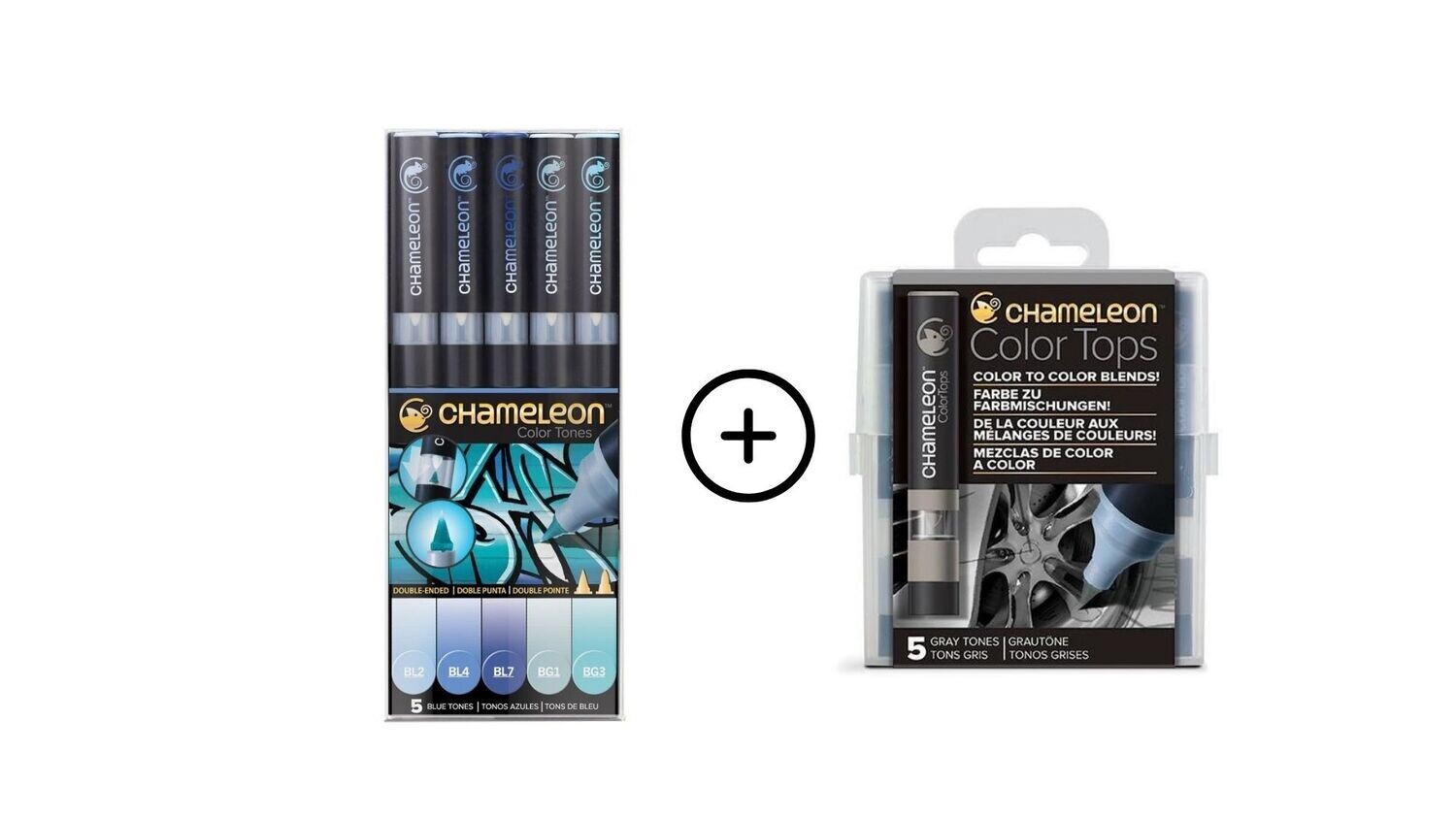 Chameleon 5 Pen Blue Tones with 5 Pen Gray Tops