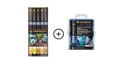 Chameleon 5 Pen Earth Tones with 5 Pen Blue Tops