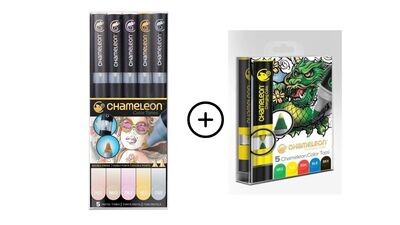 Chameleon 5 Pen Pastel Tones with 5 Pen Primary Tops