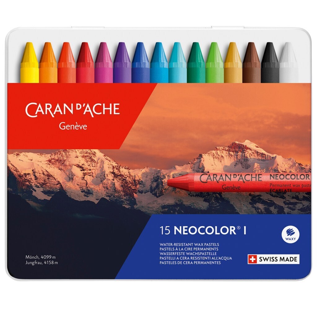Caran Dache Neocolor I Metal Box 15 Colours Pastel Set