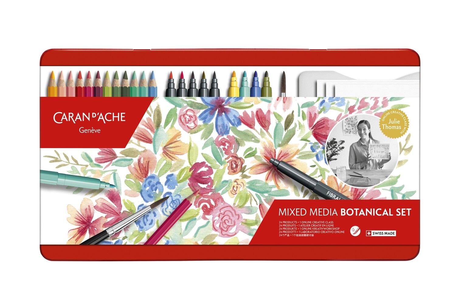Caran D&#39;Ache Botanical colouring and lettering set by Julie Thomas + 1 online class