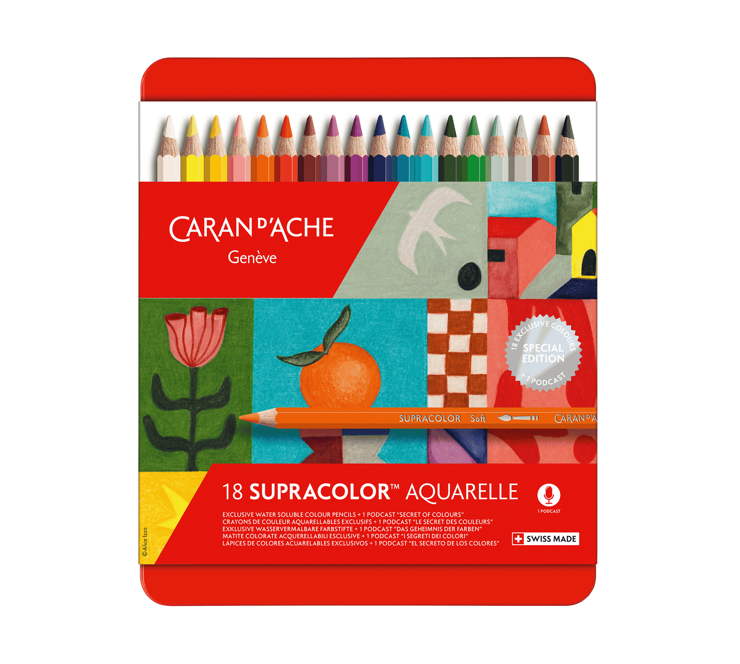 Caran D&#39;Ache Special Edition Supracolor Pencils 18  Pcs Assortment-fsc