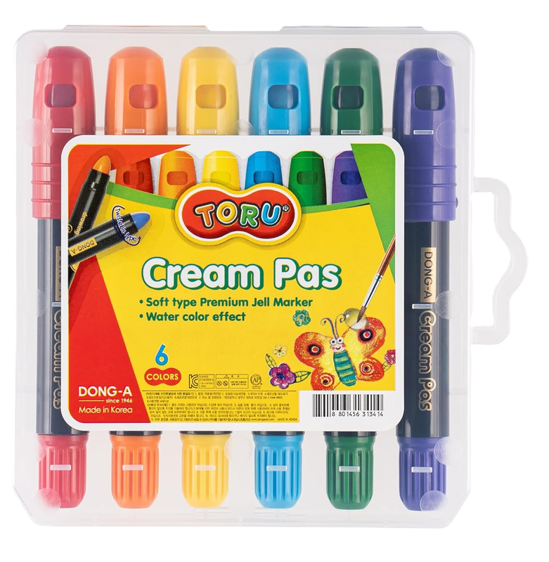 DONG-A TORU CREAM PAS SOFT PREMIUM CRAYON WATER COLORS PASTELS 6 SHADES