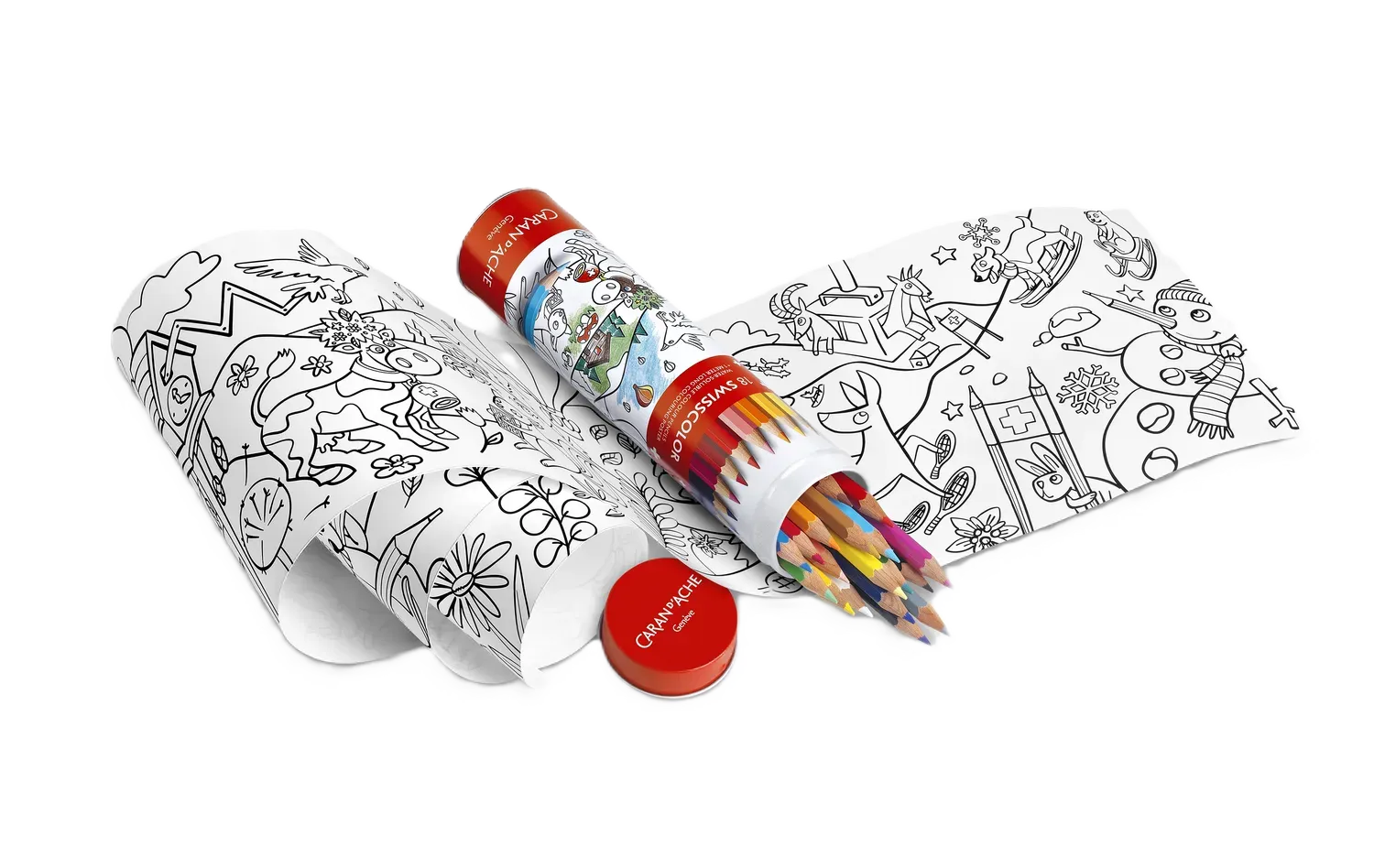 Caran D'Ache  18 Swisscolor water-soluble Colour pencils + poster of Swiss Animals