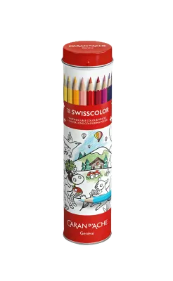 Caran D&#39;Ache  18 Swisscolor water-soluble Colour pencils + poster of Swiss Animals