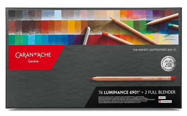 Caran D&#39;Ache Artist Luminance Color Pencil 76 Shades +2 Full Blender