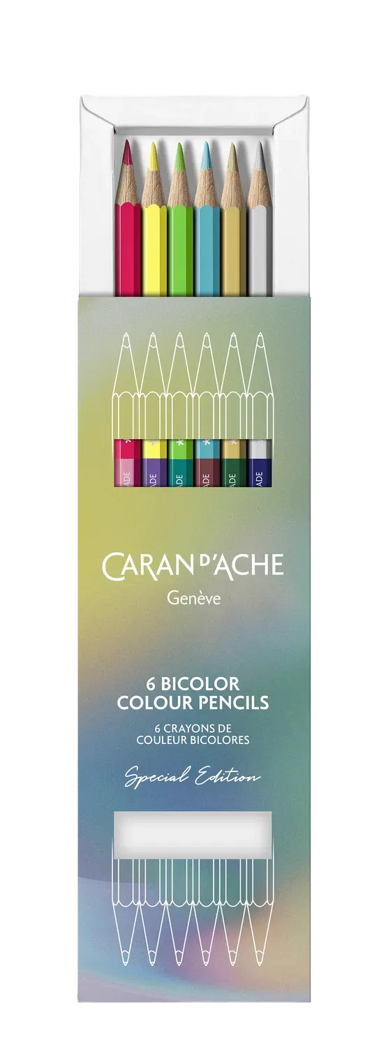 Caran d’Ache Claim Your Style: Special Edition Box of 6 Two-Tone Pencils with 12 Shades