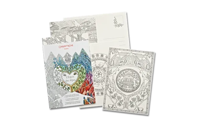 Caran D&#39;Ache Colouring Postcards Esprit Des Alpes