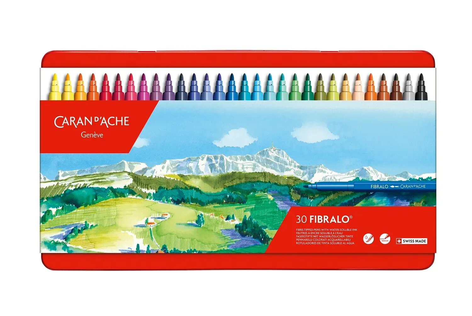 Caran D&#39;Ache Fibralo Metal Box 30 Colours Tipped