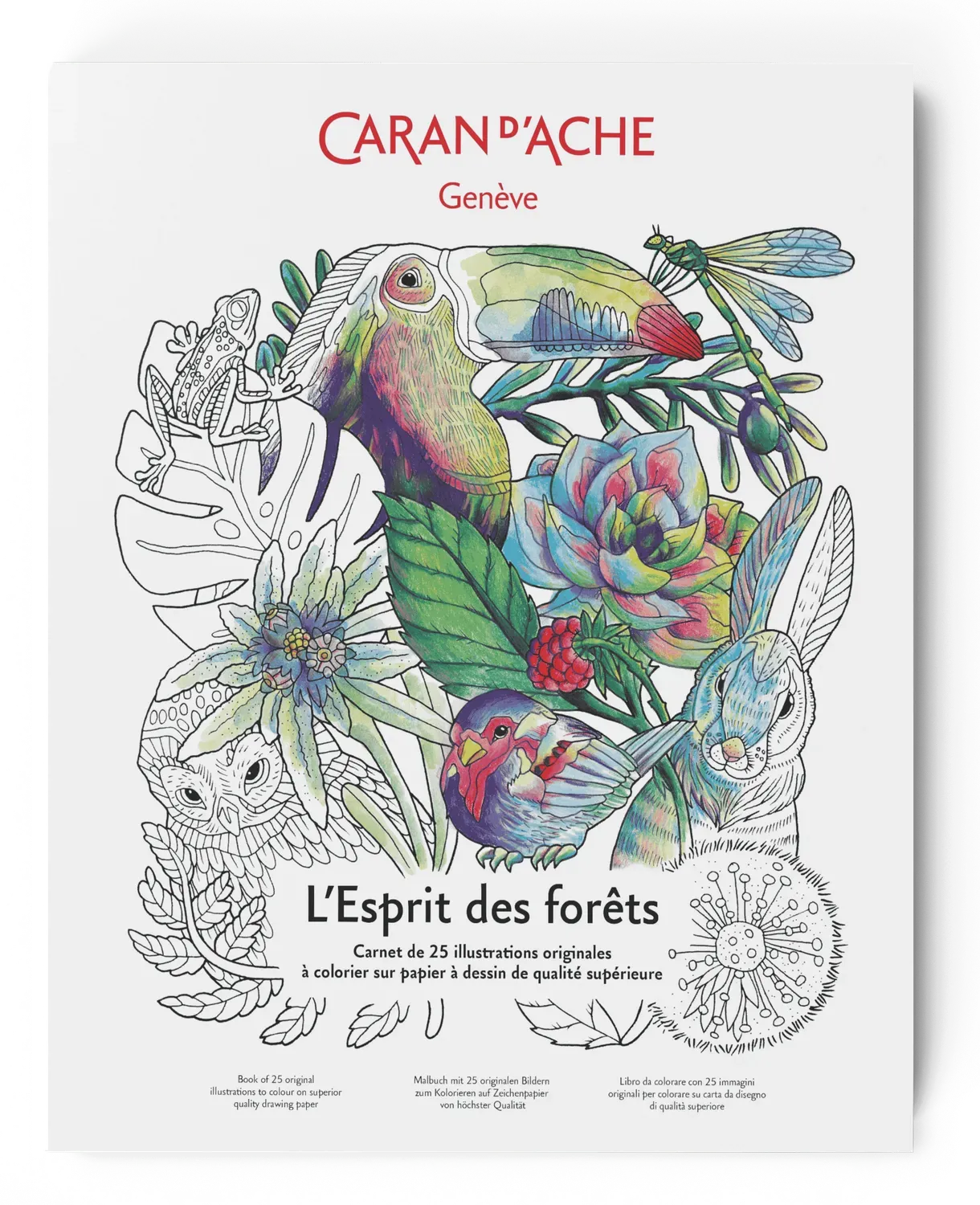 Caran D&#39;Ache L’esprit Des Forêts A4 Colouring Book 25 Drawings 250 Gsm