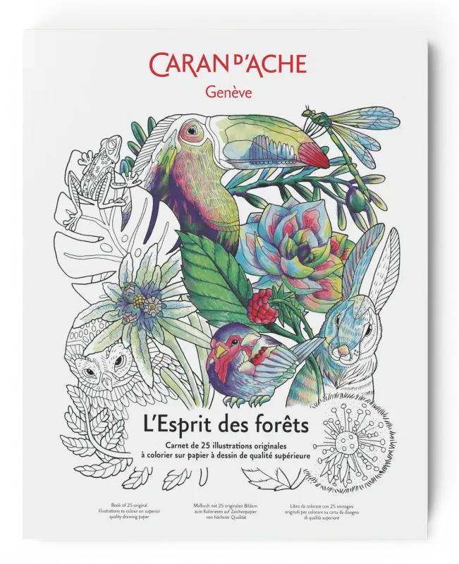 Caran D&#39;Ache L’esprit Des Forêts A4 Colouring Book 25 Drawings 250 Gsm