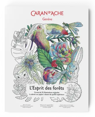 Caran D&#39;Ache L’esprit Des Forêts A4 Colouring Book 25 Drawings 250 Gsm