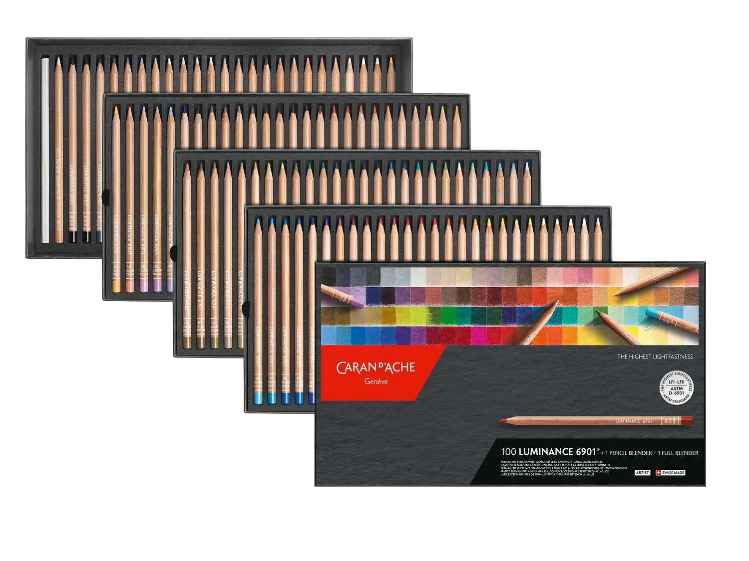 CARAN D'ACHE LUMINANCE 6901 100色セット Caran Dache Luminance Set of 100 Best Artist Colour Pencils