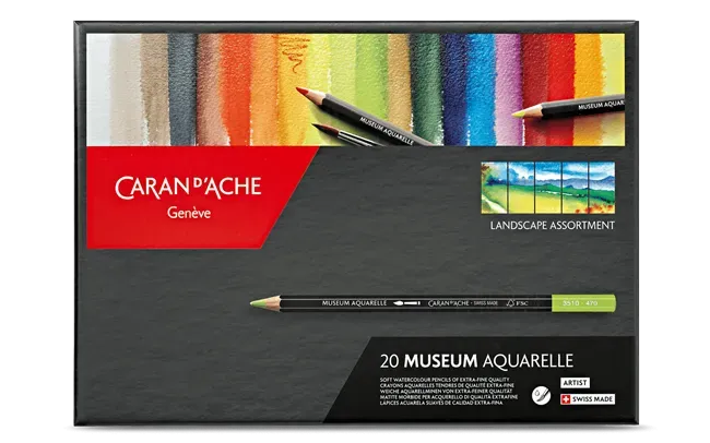 Caran D&#39;Ache Museum Aquarelle 20 Color Pencil Landscape