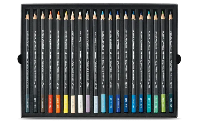 Caran D'Ache Museum Aquarelle 20 Color Pencils Marine
