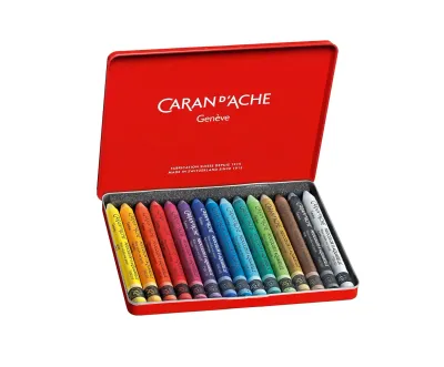 Caran d’Ache Neocolor II Aquarelle 15-colour metal tin featuring vibrant water-soluble pastels