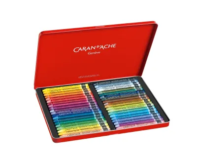 Caran d’Ache Neocolor II Aquarelle 40-colour metal box showing expanded palette of premium pastels