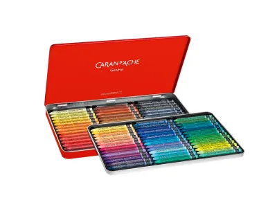 Caran d’Ache Neocolor II Aquarelle Full Range 84-colour metal tin with neatly arranged pastels