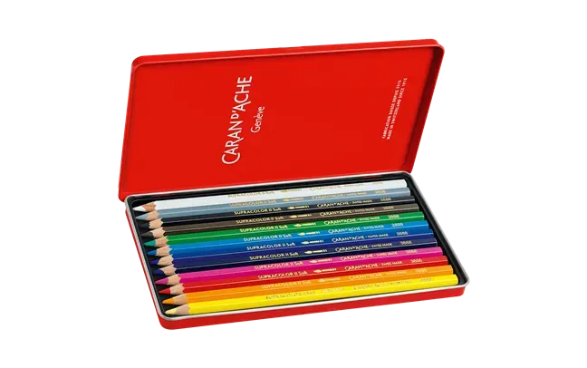 Caran D'Ache Supracolor Pencils Metal Box 12 Shades