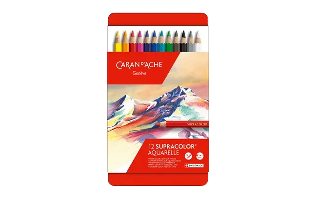 Caran D&#39;Ache Supracolor Pencils Metal Box 12 Shades