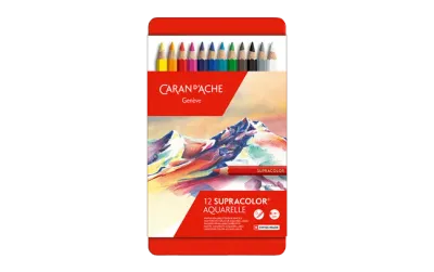 Caran D&#39;Ache Supracolor Pencils Metal Box 12 Shades