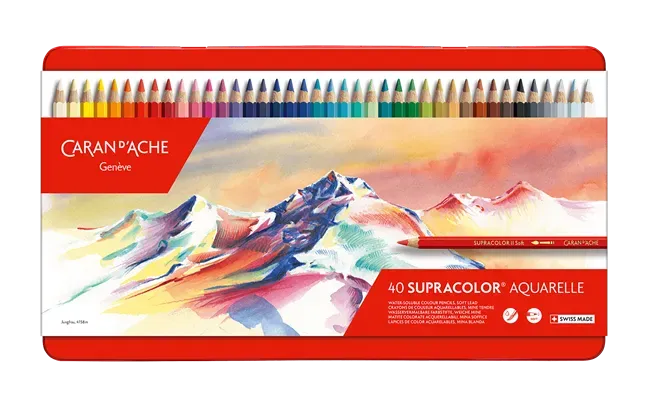 Caran D&#39;Ache Supracolor Pencils Metal Box 40 Shades