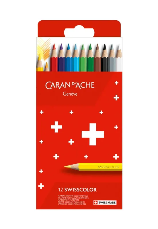 Caran D&#39;Ache Swisscolor Permenant Color Pencil 12 Shades