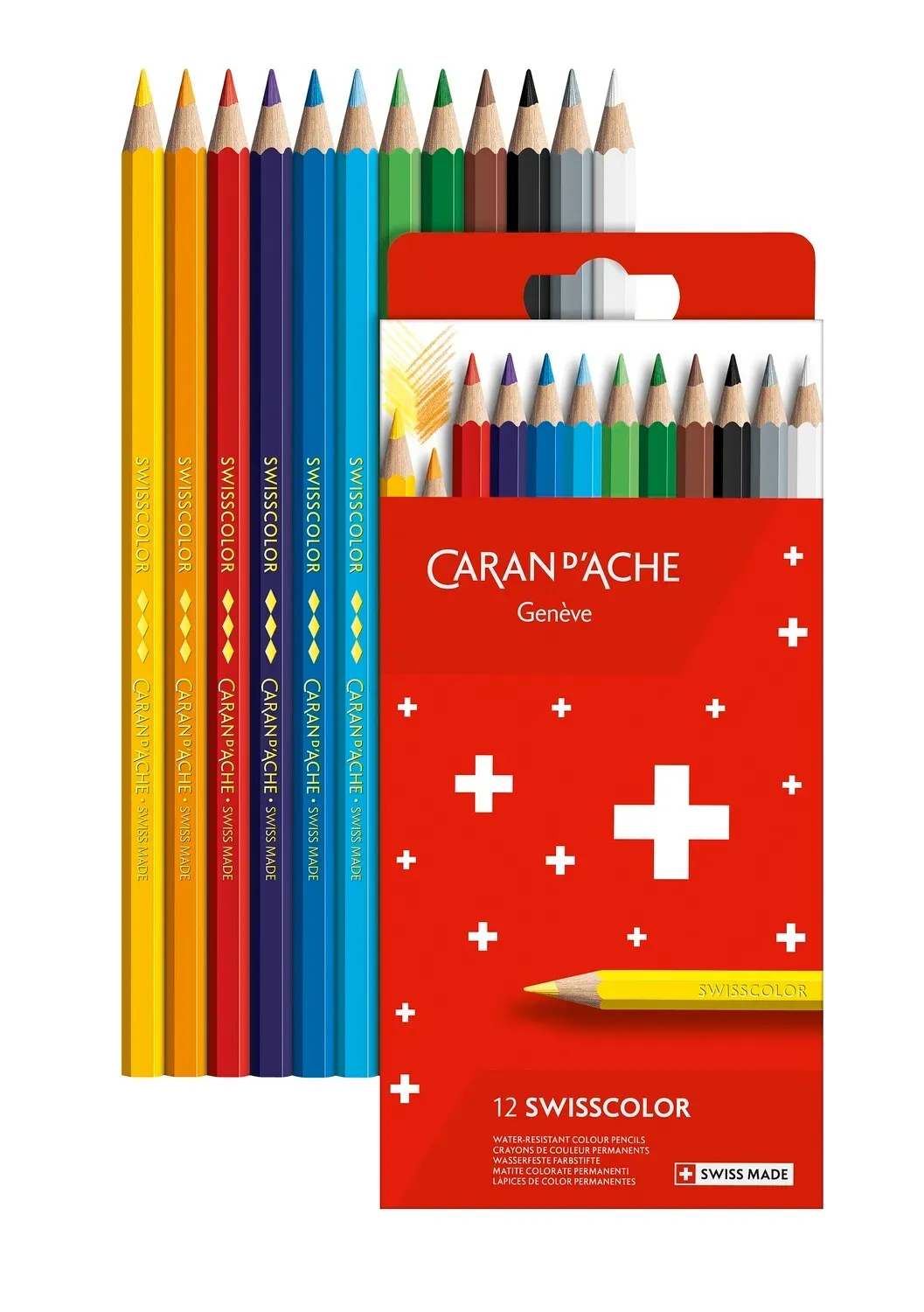 Caran D'Ache Swisscolor Permenant Color Pencil 12 Shades