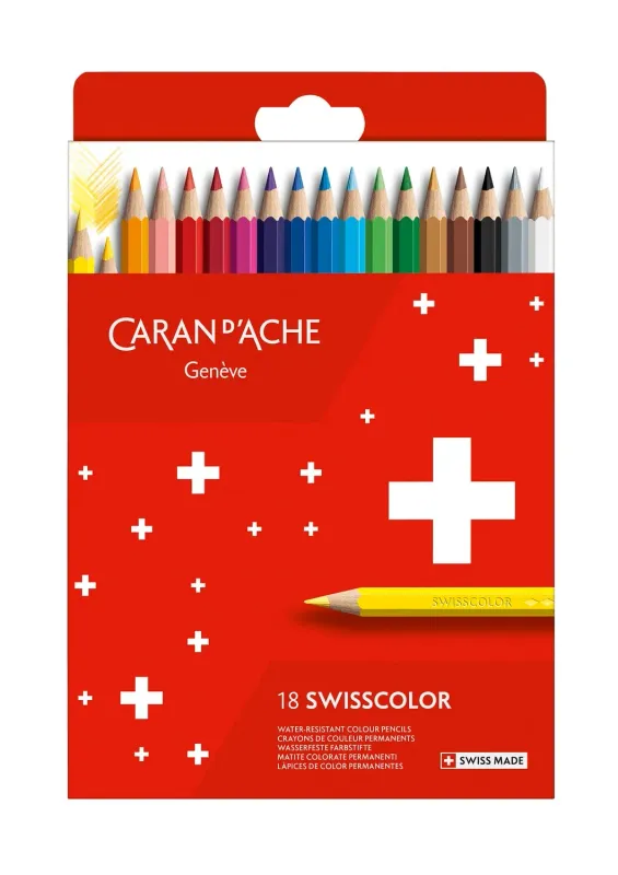 Caran D&#39;Ache Swisscolor Permenant Color Pencil 18 Shades