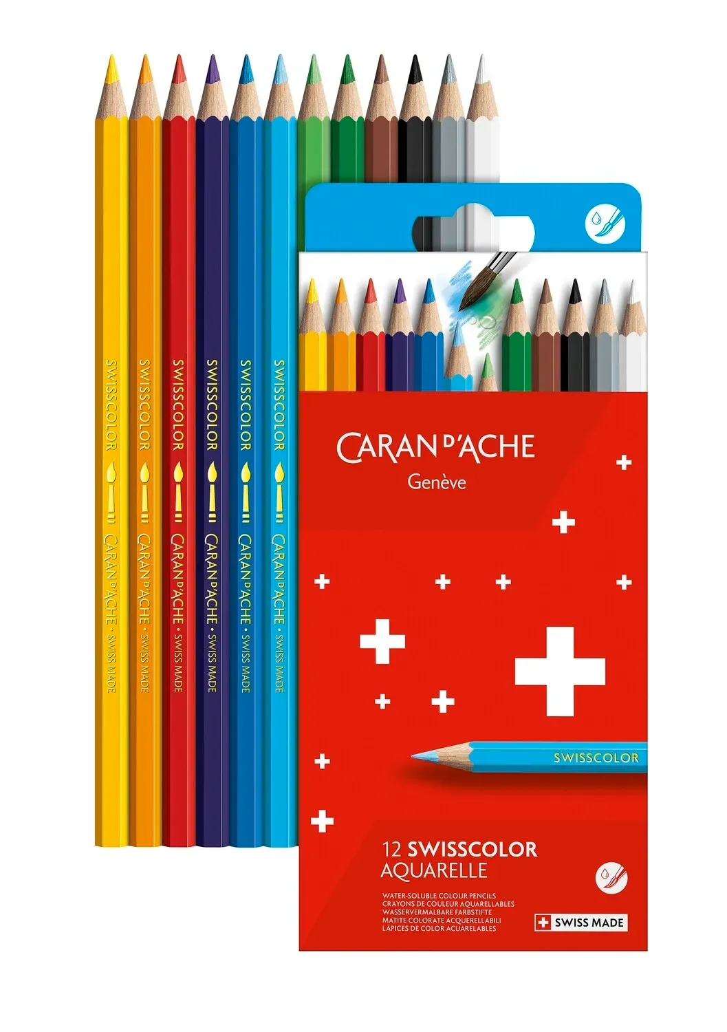 Caran D'Ache Swisscolor Water Soluble Pencils 12 Shades